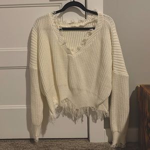 Frayed White Sweater (Thick!)